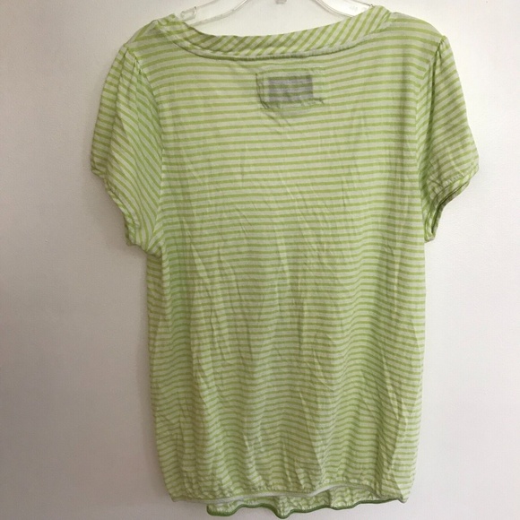 American Eagle Women's Knit Top Lime Green White Stripe Top Large Pull Over - Picture 10 of 11